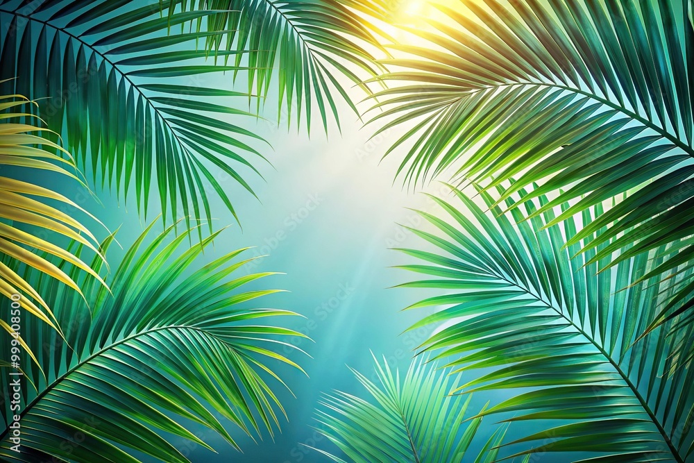 Fototapeta premium abstract background of palm leaf in dreamy summer vibes