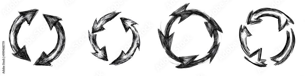 Swirling arrows in a radial pattern forming a looping cycle representing the continuous flow of ideas energy and movement Swirling arrows in a radial pattern forming a looping cycle representing the continuous flow of ideas energy and movement