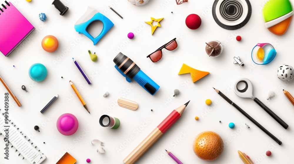 Doodle-style hand-drawn objects scattered across a clean white background in a whimsical design. Doodle-style hand-drawn objects scattered across a clean white background in a whimsical design.