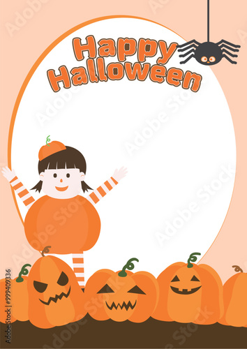 A Halloween-themed poster with a fun and spooky background, perfect for children. It features playful Halloween elements like pumpkins, ghosts, and bats, creating a festive atmosphere for kids.