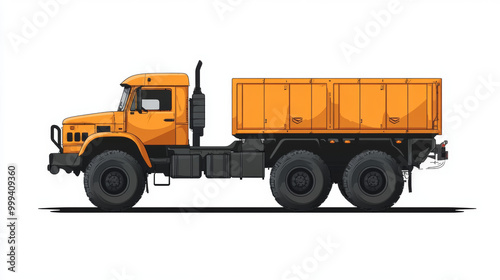 Bundle set of isolated vector illustrations of an overland truck in side view