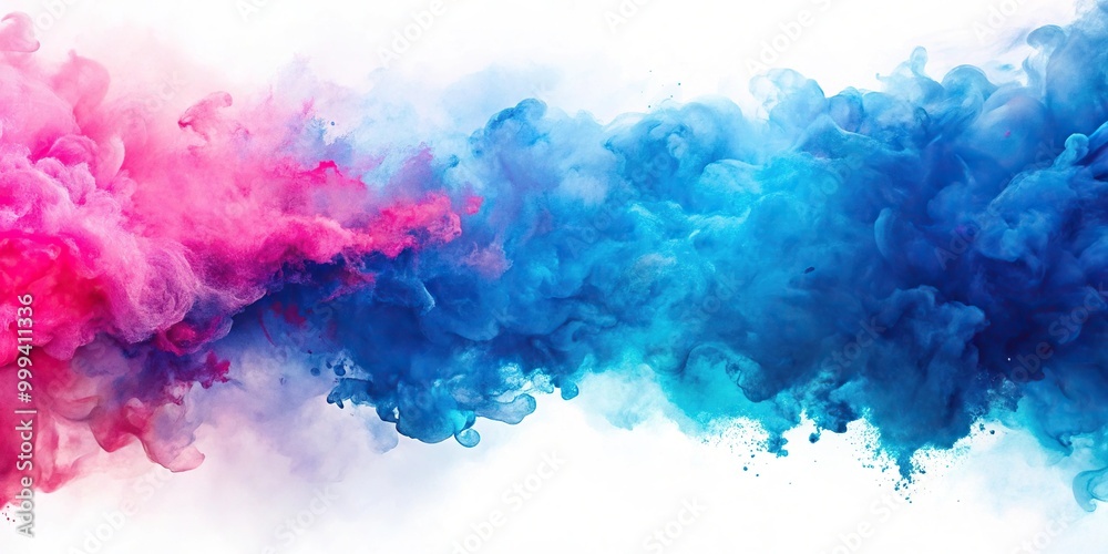 Abstract background with blue and pink watercolor paint asymmetrical
