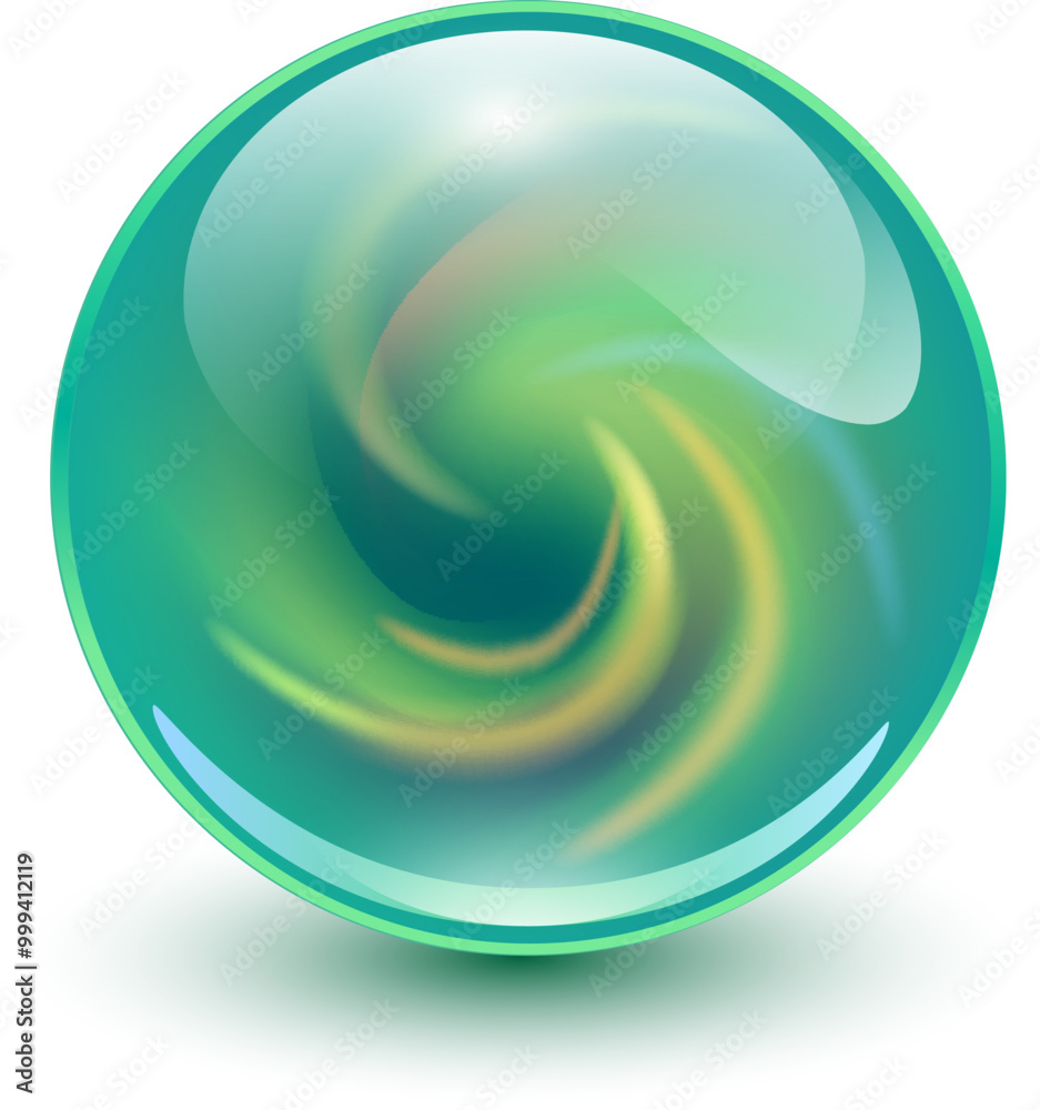 Glass ball with abstract spiral shape inside, shiny sphere with interesting marble pattern, 3d illustration. Glass ball with abstract spiral shape inside, shiny sphere with interesting marble pattern, 3d illustration.