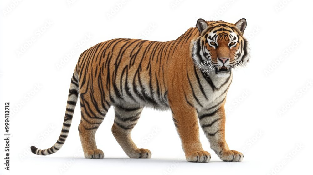Obraz premium 3D rendering of a large tiger isolated on a white background