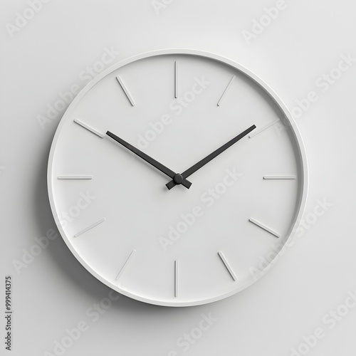 Sleek Minimalist 3D Rendered Wall Clock Against Crisp White Background