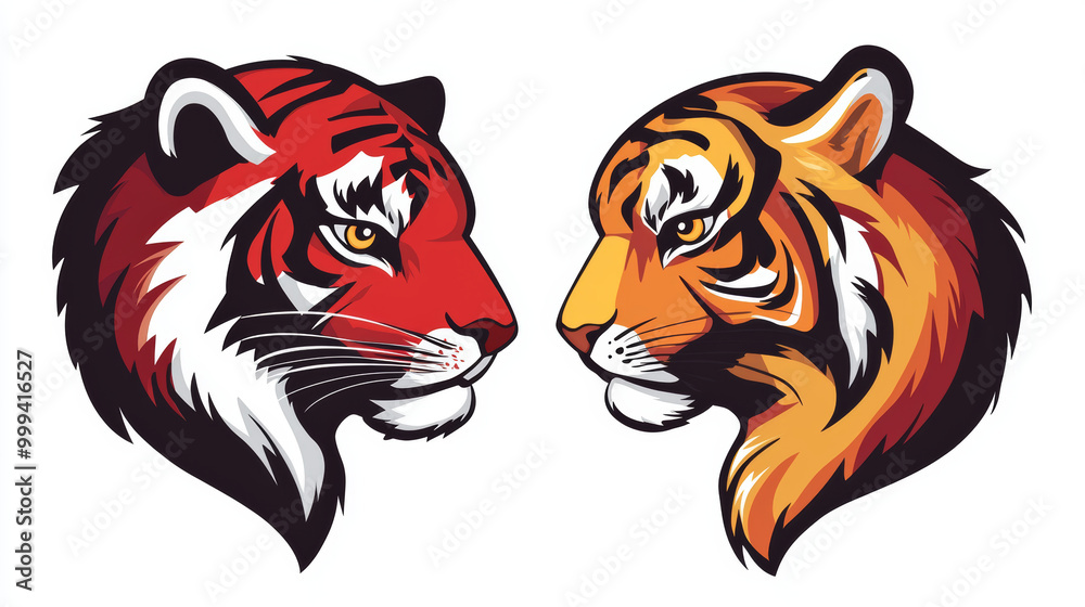 Vector mascot design featuring a tiger head and a bird Vector mascot design featuring a tiger head and a bird