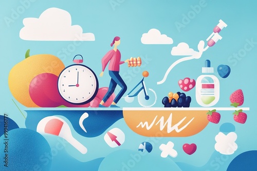 Wallpaper Mural Healthy lifestyle balance with diet, exercise, and rest. Torontodigital.ca