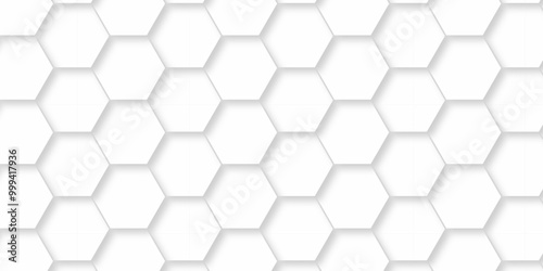  Vector abstract 3d white hexagon realistic mesh cell honeycomb texture. geometric white grid emboss hexagonal background. luxury emboss honeycomb white pattern shadow polygonal square web connection