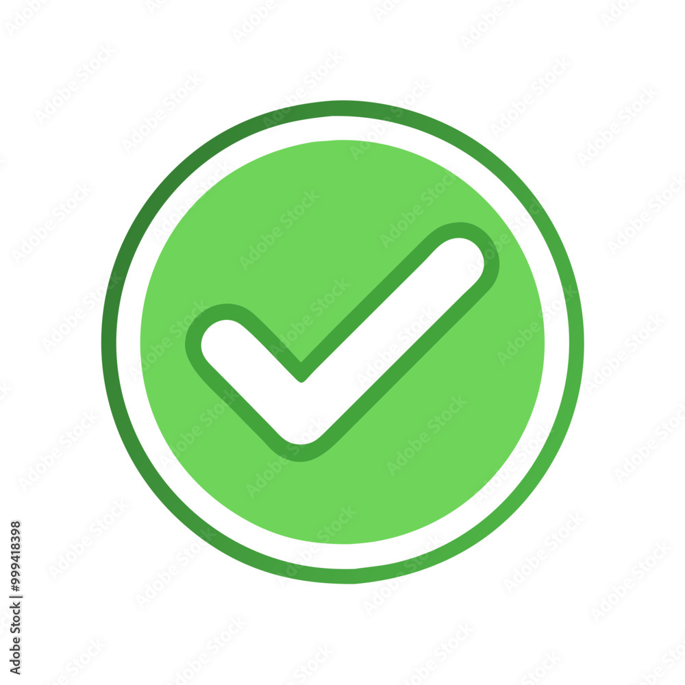 Green checkmark inside a circular outline on a white background. Green checkmark inside a circular outline on a white background.