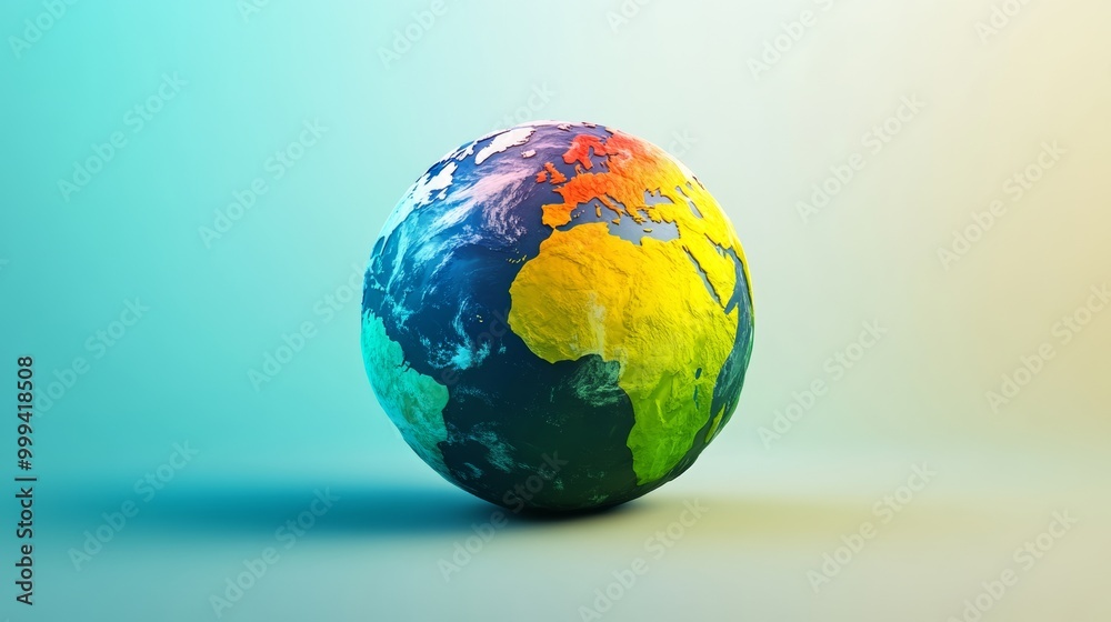 An artistic 3D globe with colorful gradients, showcasing the Earth in a modern and visually appealing way for educational use An artistic 3D globe with colorful gradients, showcasing the Earth in a modern and visually appealing way for educational use