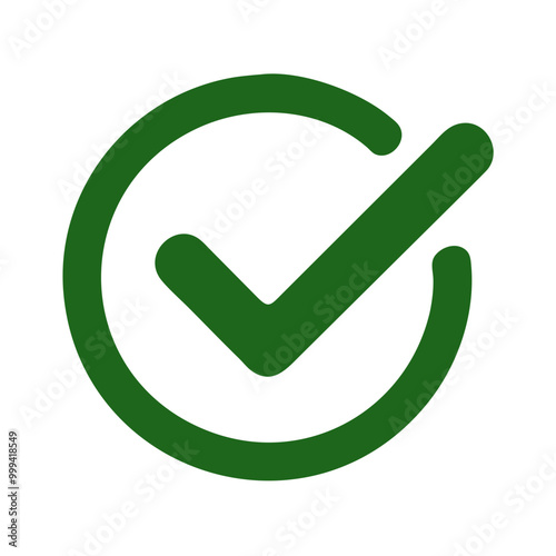 Green checkmark inside a dark green circular outline on a white background.