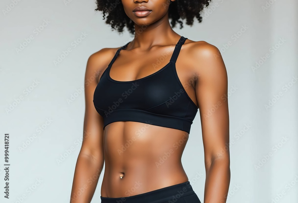 Fototapeta premium Elegant Athletic Pose in Black Apparel