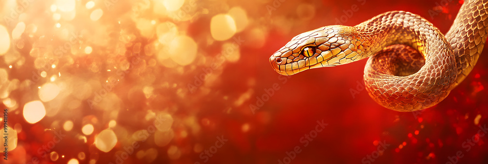 Golden snake in Chinese style for the year of the snake Golden snake in Chinese style for the year of the snake