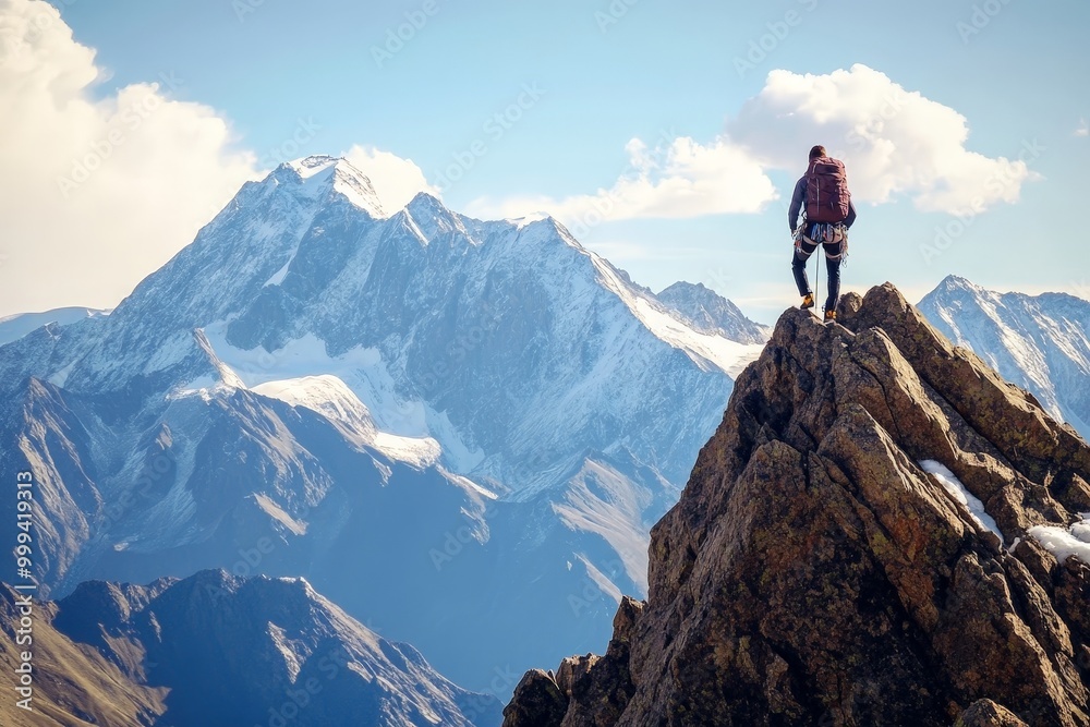 Motivational quote set on a rocky mountain peak with a climber, symbolizing perseverance and strength. Motivational quote set on a rocky mountain peak with a climber, symbolizing perseverance and strength.