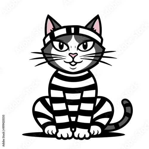 Cat wearing a prisoner costume, Generative Ai