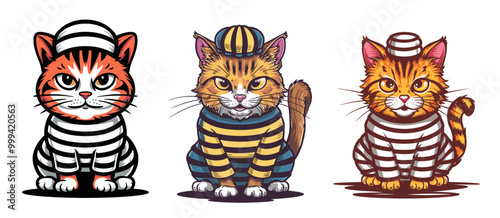Cat wearing a prisoner costume, Generative Ai