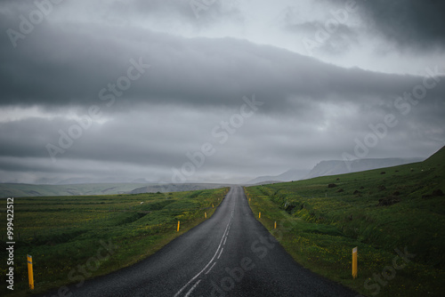 Scenic empty country road in Iceland 