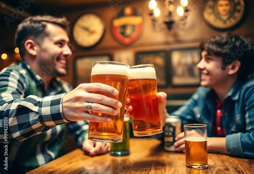 Cheers with Friends in a Pub