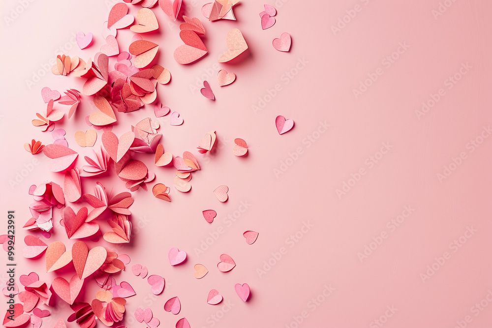 Fototapeta premium Beautiful greeting card with bright holiday composition for happy celebrate a valentines day