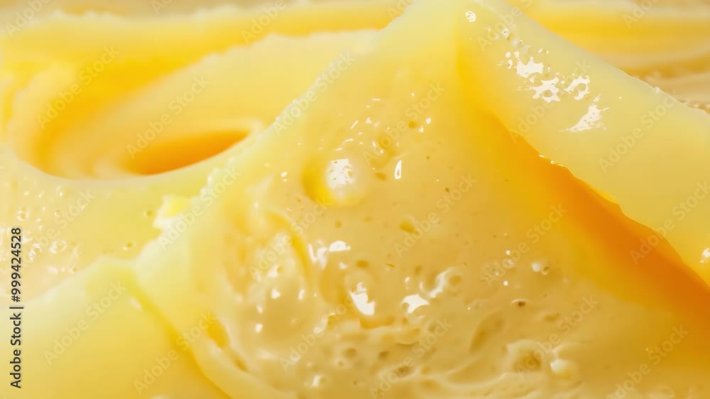 Close-up of creamy melted cheese with rich texture and shine Close-up of creamy melted cheese with rich texture and shine