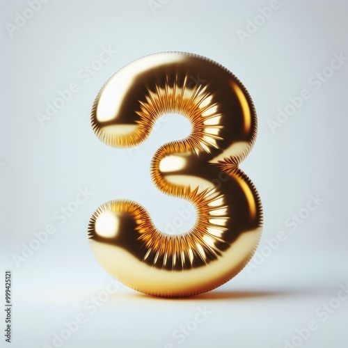 Golden 3rd Birthday Celebration – Three Balloons Numbers Gold Text Decoration