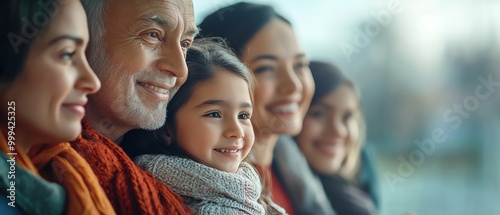 Happy family smiling together in close-up