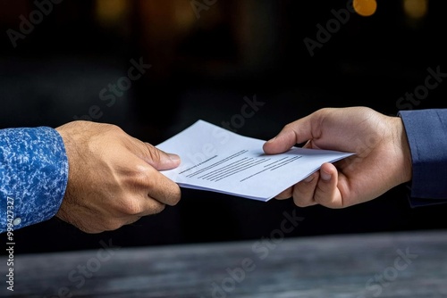 Legal notice being served, with a hand delivering a document, showing the moment a person receives a formal legal notification