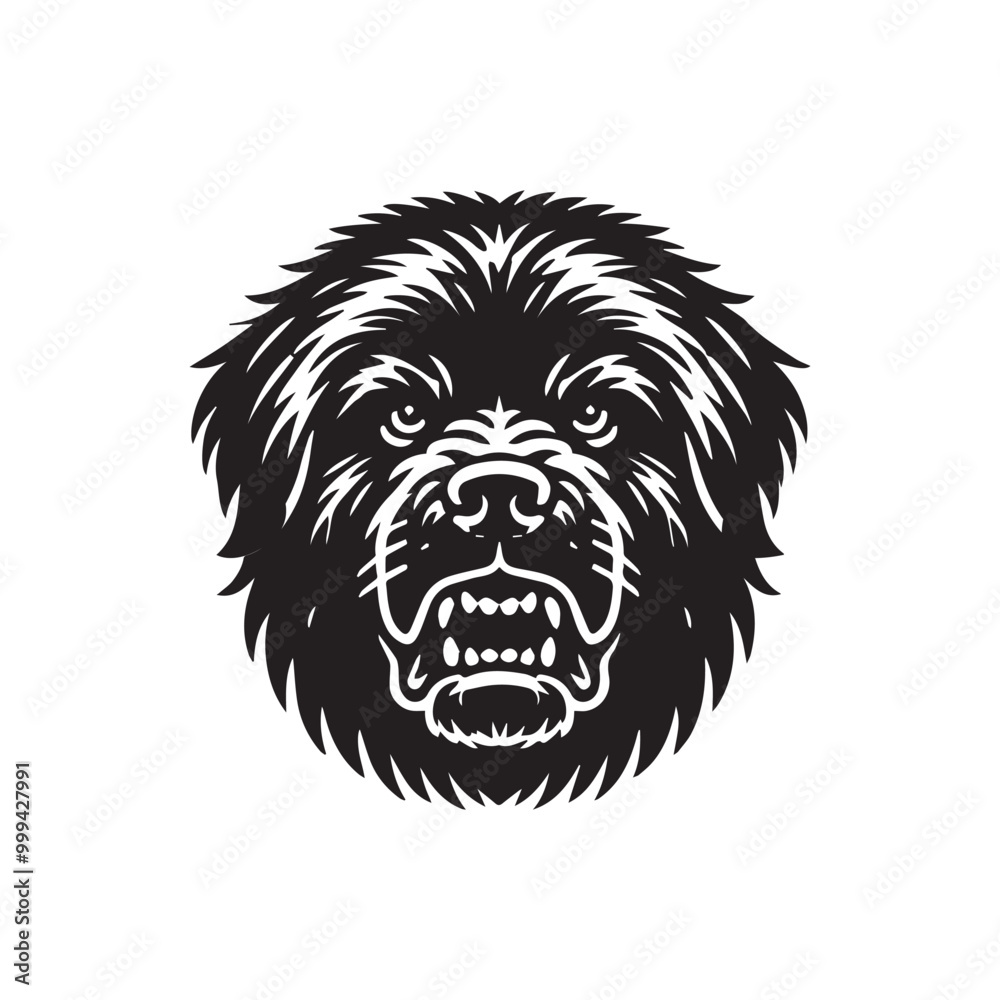 Fototapeta premium Leonberger Dog Face Clipart - Dog Face Logo - Dog Vector illustration in black and white 
