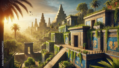 Ancient Babylon Mesopotamian Metropolis With Hanging Gardens photo