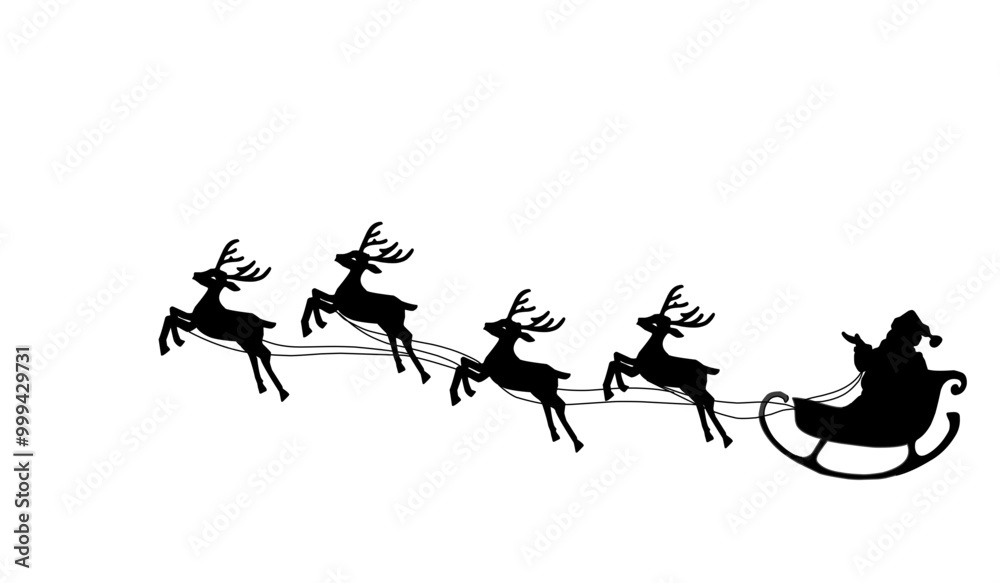 Silhouettes of santa claus and deers. Silhouettes of santa claus and deers.