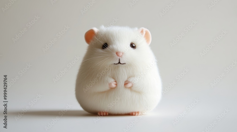 Adorable Chubby Hamster Plush on Minimalistic White Background Adorable Chubby Hamster Plush on Minimalistic White Background