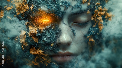 Surreal Portrait of a Woman Transformed by Nature