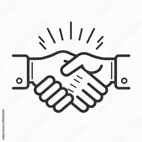 Illustration of a handshake symbolizing partnership and agreement in a business context, representing collaboration and trust.