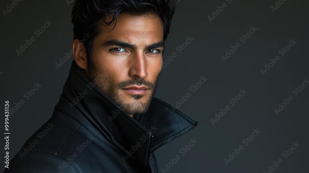 Fototapeta premium Handsome Man in Leather Jacket