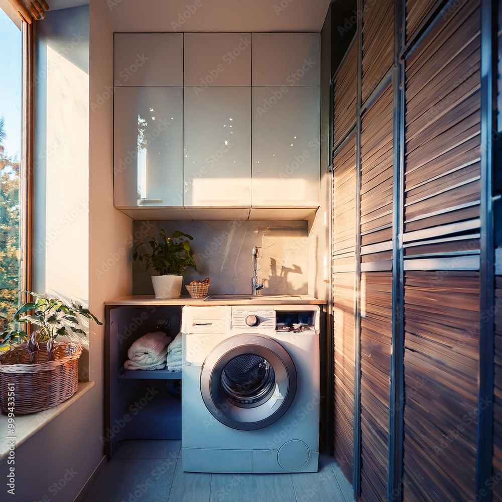 Compact laundry room with space-saving solutions and modern decor Compact laundry room with space-saving solutions and modern decor