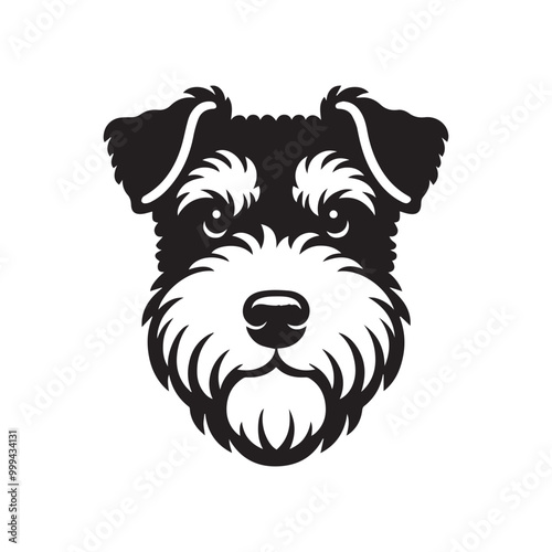 Dog Face Logo - Dog Vector illustration in black and white, Lakeland Terrier Dog Face Outline Clipart
