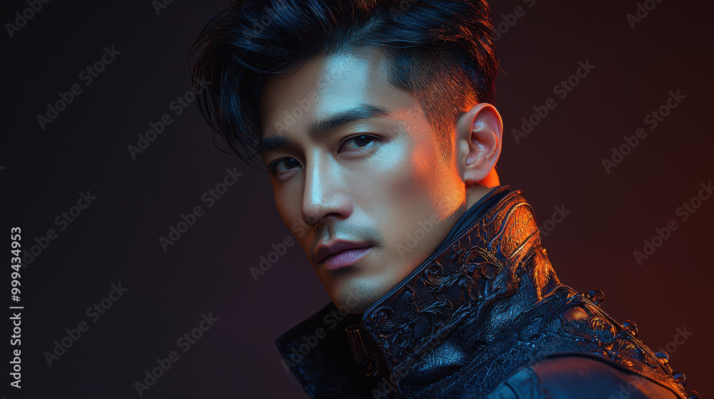 Portrait of a Handsome Man in a Leather Jacket Portrait of a Handsome Man in a Leather Jacket