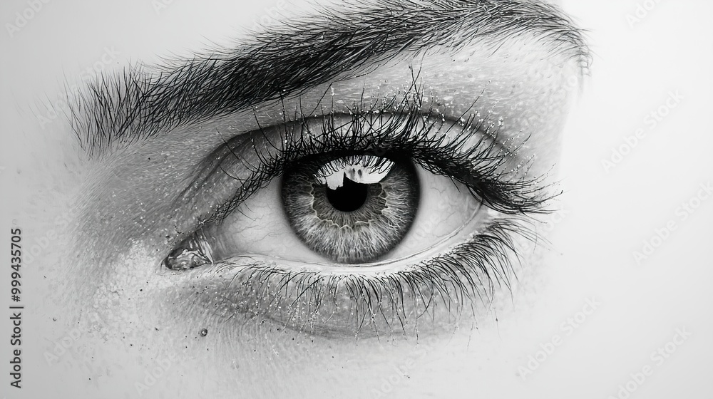 Close-Up of a Human Eye: Black and White Photography