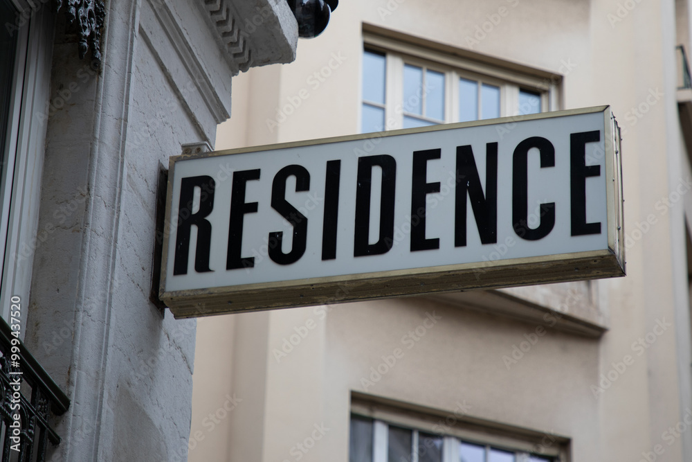 residence tourism text sign on facade wall entrance asset hospitality tourism residence tourism text sign on facade wall entrance asset hospitality tourism