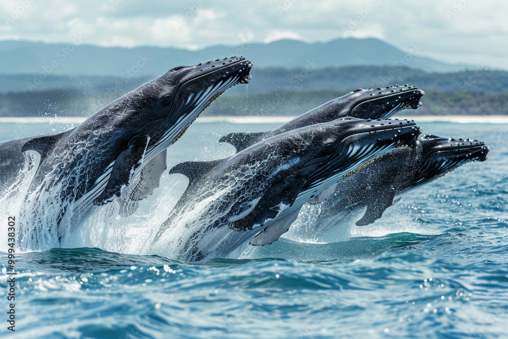 Fototapeta premium Fantastically beautiful majestic huge whale in ocean