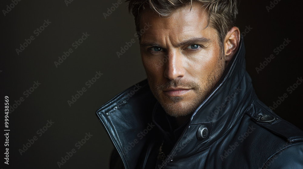 Obraz premium Confident Man in Leather Jacket