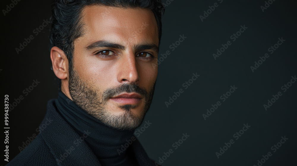 Close-up Portrait of Handsome Man with Stubble Close-up Portrait of Handsome Man with Stubble