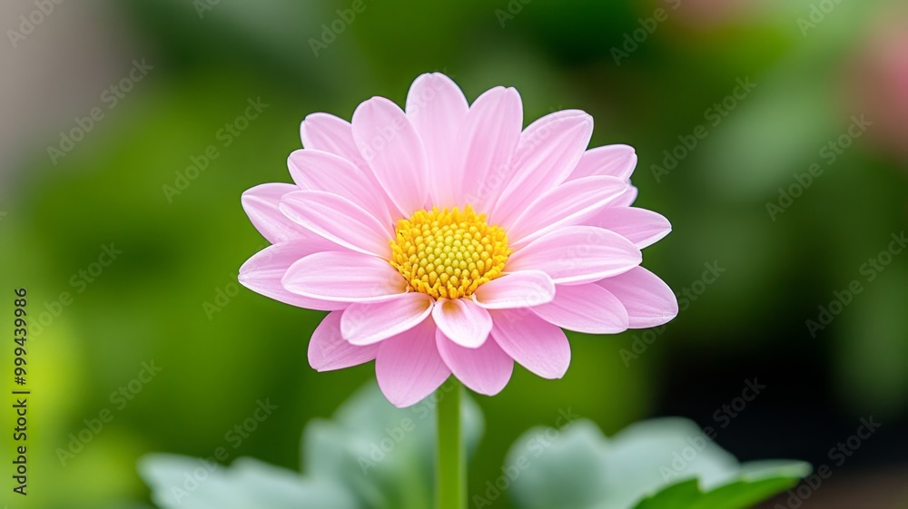 Obraz premium Pink Flower with Yellow Center in Soft Focus