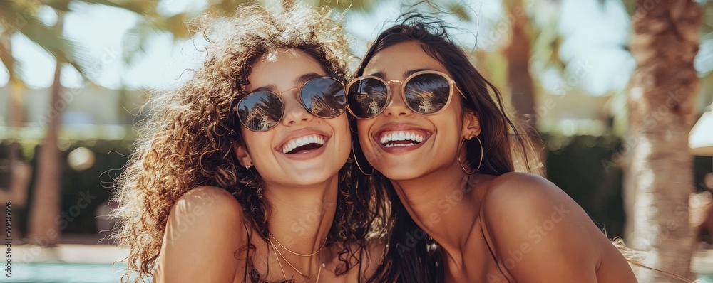 Two Young Women Enjoying Summer Sunshine Two Young Women Enjoying Summer Sunshine