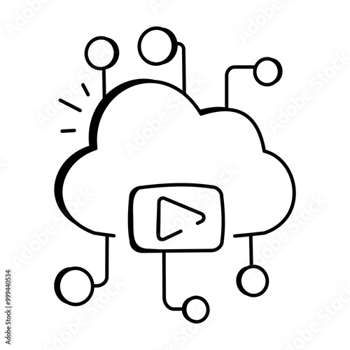 Cloud video icon in drawing style 

