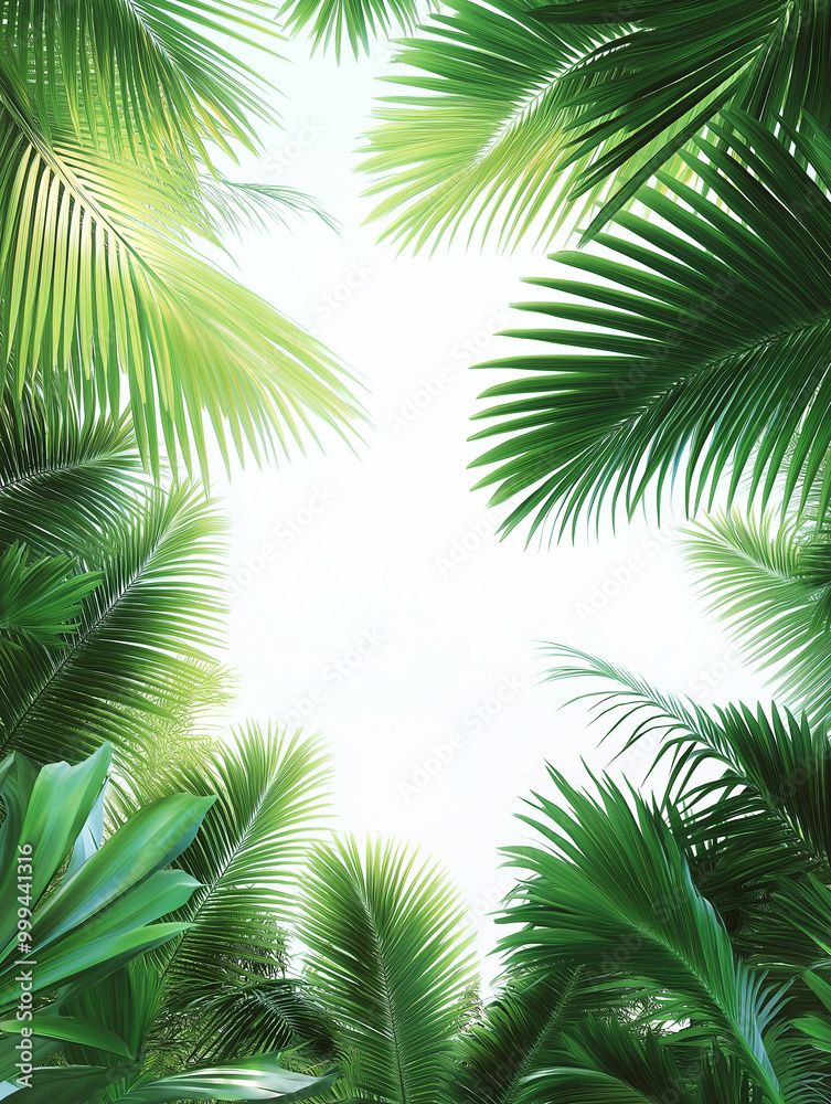 Fototapeta premium tropical plants, palm leaves, monstera leaves, exotic plants, jungle plants,