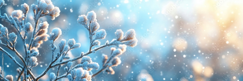Winter Wonderland Serenity, snow-covered branches, gentle blur of the sky, tranquil ambiance, enchanting seasonal beauty, peaceful atmosphere Winter Wonderland Serenity, snow-covered branches, gentle blur of the sky, tranquil ambiance, enchanting seasonal beauty, peaceful atmosphere