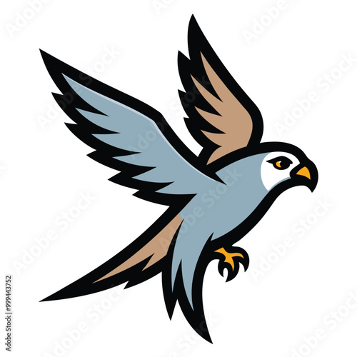 Solid color Mississippi Kite flying animal vector design