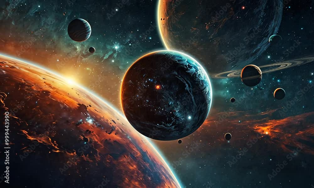 Abstract planets and space background