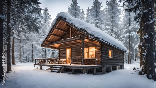 cabin with winter